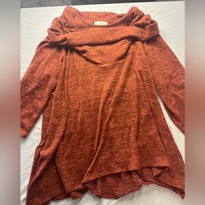 New Directions Cowl Neck Sweater in Warm Rust